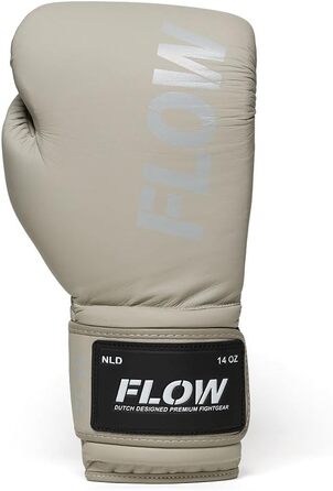 Боксерські рукавички Flow Challenge з натуральної шкіри для спарингу та тренувань, Муай Тай, кікбоксинг, ММА, бойові мистецтва, чоловічі та жіночі (Сірий, 14 oz)