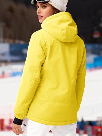 Жіноча водонепроникна куртка для катання на лижах FREE SOLDIER з флісовою підкладкою та капюшоном. Тепла зимова куртка-дощовик XXL, кремовий/жовтий колір
