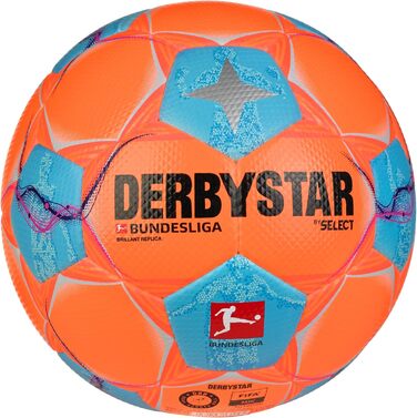 Футбольний м'яч Derbystar Bundesliga Brillant Replica помаранчево-блакитний, висока видимість