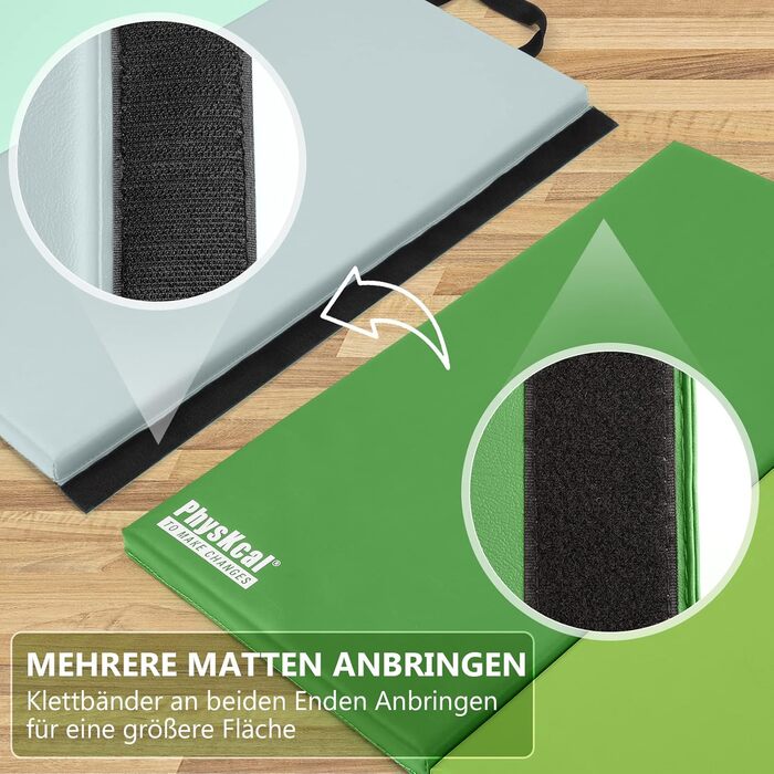 Складаний гімнастичний мат для фітнесу та tumbling 195 x 75 x 3 см, м'який килимок для спорту та ігор з ручками для перенесення, дитячий мат для активних ігор