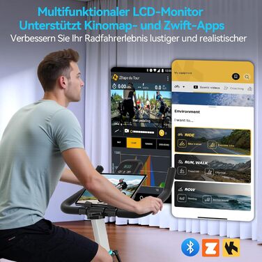 Велотренажер Wenoker з LCD-монітором та мобільним додатком, ergometer з магнітним опором, тихий велотренажер для дому, фітнес-велосипед, до 160 кг