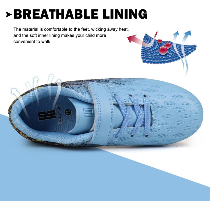 Дитячі футбольні бутси JABASIC Firm Ground для хлопчиків та дівчаток (30 EU, блакитний, темно-синій)