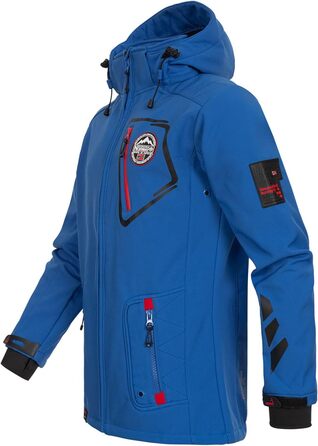 Чоловіча тактична куртка Geographical Norway Tacebook водонепроникна та дихаюча з капюшоном, демісезонний outdoor піджак для походів та гір, королівський синій, розмір L