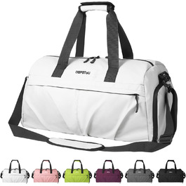 Спортивна сумка для жінок та чоловіків з жорстким матеріалом, дорожня сумка з відділенням для взуття, дві вентиляційні отвори та відділення для мокрого одягу, водонепроникна сумка-вікендер, спортивна сумка/сумка для плавання/сауни (Зелена) (Перлове білий)