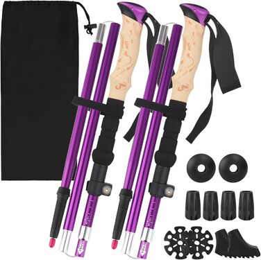 Телескопічні палиці для скандинавської ходьби та трекінгу, складані алюмінієві палиці для ходьби 115-135 см з гумовими наконечниками, унісекс