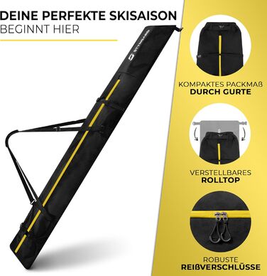 Чохол для лиж STYNGARD Helsinki 140-200 см, міцний матеріал, водонепроникний, на блискавці, ролтоп