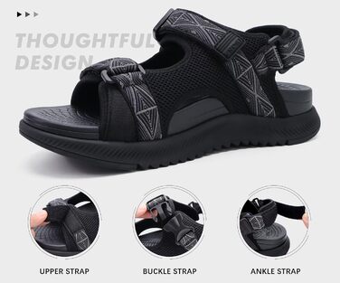 Чоловічі сандалі OncaI Wandersandalen для пляжу та спорту, чорні, розмір 44 EU