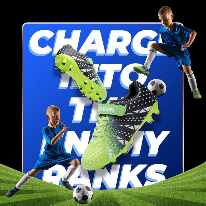 Дитячі футбольні бутси ASHION для футболу та активного відпочинку, розмір 33 EU, блакитно-зелені