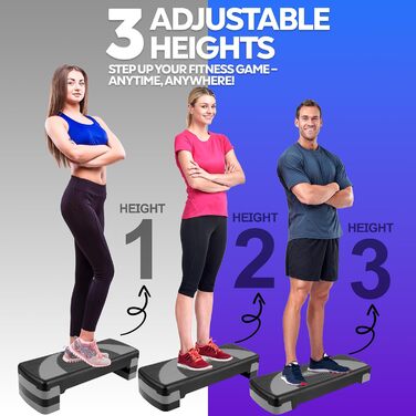 Степпер TechFit для аеробіки та фітнесу, регульована висота, антиковзне покриття, вантажопідйомність до 120 кг, з легкого та міцного полімеру, 3 рівні