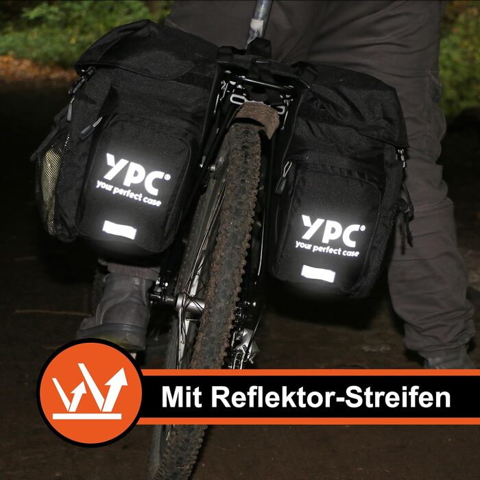 Велосипедна сумка YPC Outrider XL 42 л для багажника, водонепроникна задня сумка на велосипед з ручкою, дорожня сумка з кліп-застібкою, чорна, 50x35x35 см