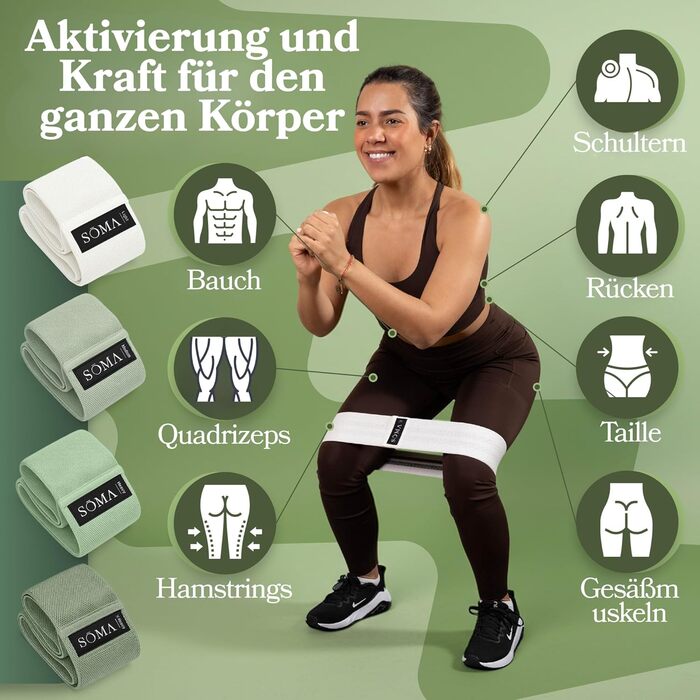 Стрічки для фітнесу Sōma Terra – набір еластичних стрічок для всього тіла, йоги, пілатесу та тренувань у залі. 8 стрічок (4 короткі + 4 довгі)