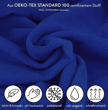 Рушник для фітнесу PEAQE з кишенею на блискавці | Мікрофібра з фротте-структурою | Швидковисихаючий рушник для спортзалу | М'який, 120 x 50 см (Navy-Blue)