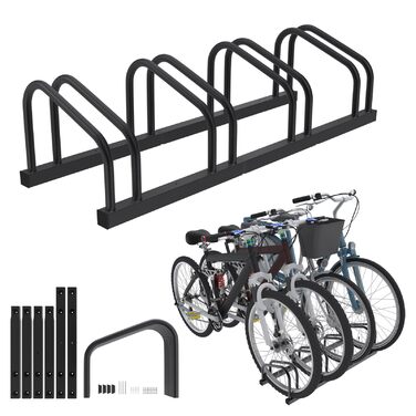 Підставка для велосипедів Froadp на 4 велосипеда, для шини 30-65 мм, гальванізована сталь, монтаж на підлозі та стіні, чорний колір