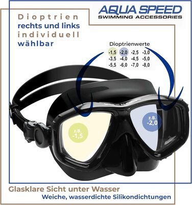Плавальна маска Aqua Speed VISION 07B з корекцією зору, оптичні та звичайні лінзи