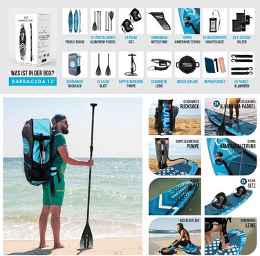 Надувна SUP-дошка Aqua Spirit 2024, комплект з веслом, рюкзаком і насосом, розміри 320x81x15 см / 457x91x15 см, для дорослих початківців та експертів, 2 роки гарантії
