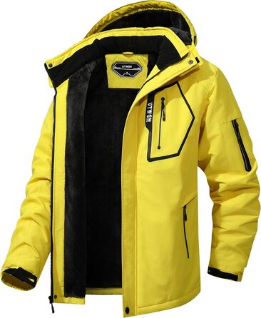 Чоловіча зимова куртка для сноуборду та лижного спорту, водонепроникна, вітрозахисна, з капюшоном, зелена (S, жовта)