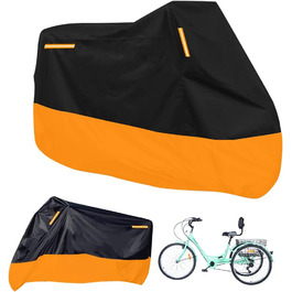 Чохол для триколісного велосипеда преміум-класу, підходить для всіх триколісних велосипедів та мопедів, для зберігання в приміщенні та на вулиці, 264,2 x 110 x 124,5 см (чорний та помаранчевий)