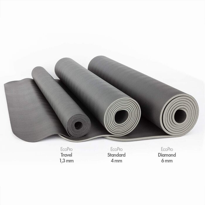 Йога-мат Bodhi ECO PRO DIAMOND 185x60 см, натуральний каучук, ультра-грип, екологічний, для йоги, пілатесу та фітнесу, сірий