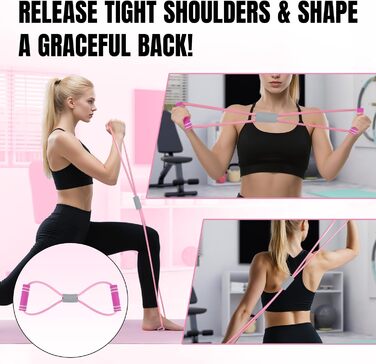 Набір для пілатесу Aischens: кільце Magic Circle, м'яч, гумки для фітнесу, рожевий