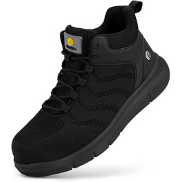 Черевики безпеки FitVille для чоловіків, X-широкі, з металевим носком, легкі, дихаючі, антипрокольні, протиковзкі, чорні, 47 EU