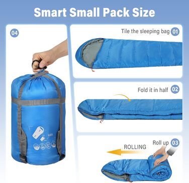 Спальний мішок REDCAMP для дітей, 175x65 см, блакитний/рожевий, 3-сезонний, для кемпінгу та відпочинку на природі