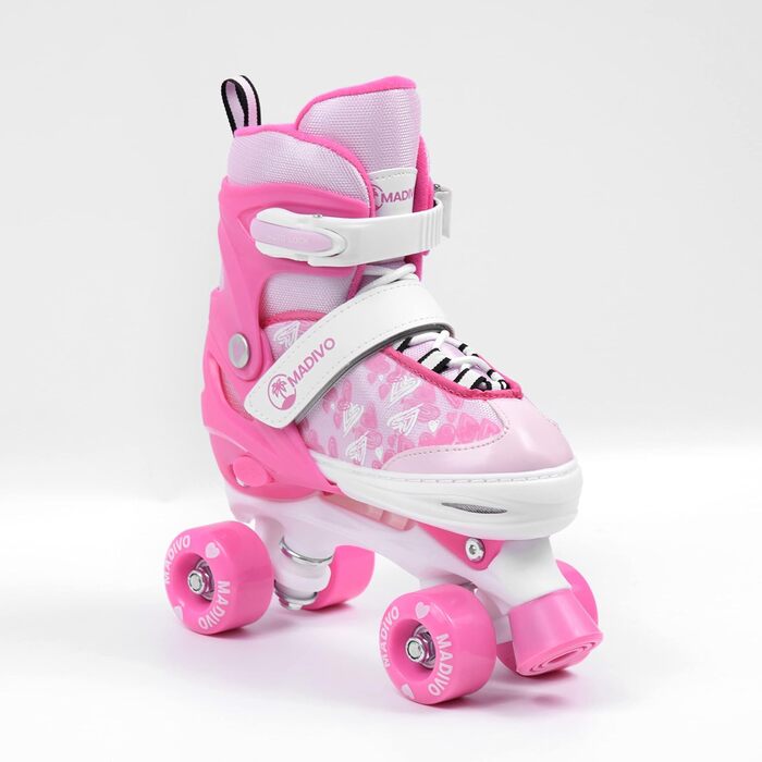Роликові ковзани MADIVO Love Kinder для дівчаток, регульовані, 34-37 (рожеві), 30-33 | Ідеальні для дітей та підлітків