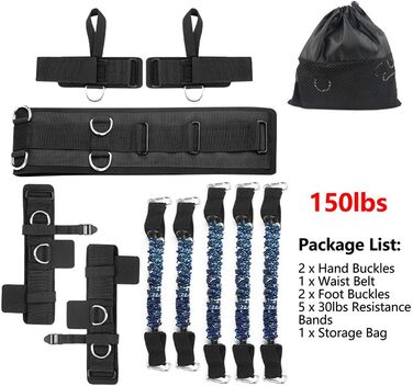 Стрічки опору для боксу Sfeexun: набір еспандерів для тренувань, бокс, фітнес, 3 рівні опору (150lbs, синій)