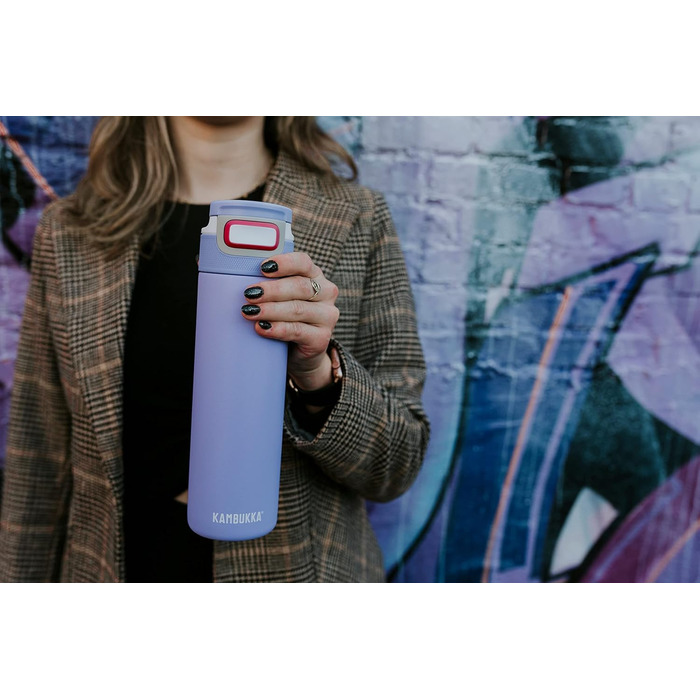 Термос Kambukka Elton Insulated Digital Lavender 600 мл, нержавіюча сталь, герметична термобутилка з кришкою Snapclean, підходить для миття в посудомийній машині, зручна ручка