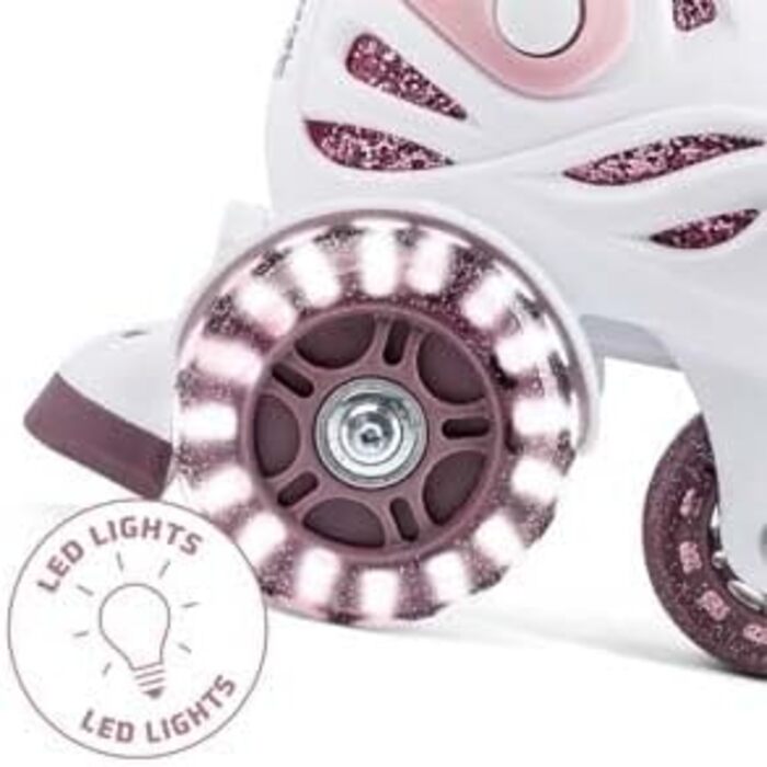 Дитячі ролики Cariboo для початківців, регульовані, 2 розміри, з навчальними колесами, рожеві, для дівчаток, балерина (31-35, рожево-сливовий)