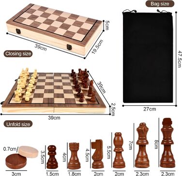 Шахи дерев'яні магнітні 2-в-1 для дорослих та дітей, якісний набір з портативним полем для зберігання