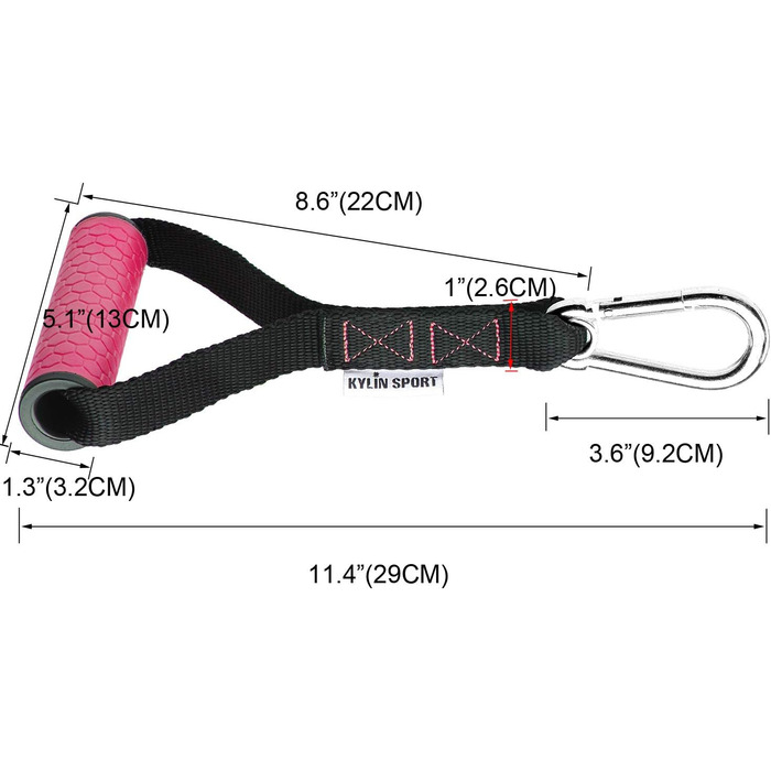 Набір аксесуарів для тренажерів KYLIN SPORT: гумки, ручки, карабіни (рожевий)