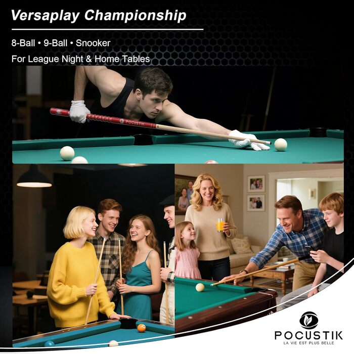 Професійний бильрд-кий Wnie для більярду, канадський клен, 147.3 см, 2-секційний, ергономічний, для чоловіків та жінок