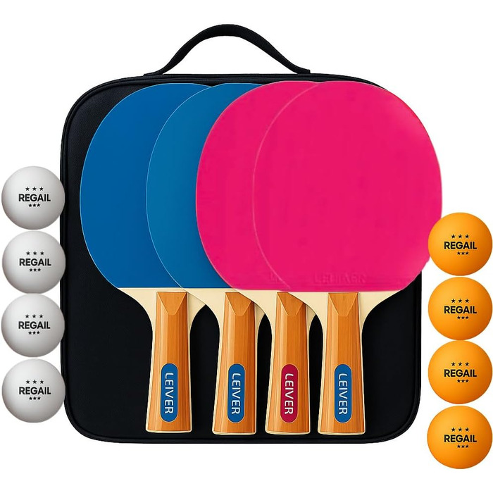 Набір для настільного тенісу UNIQU на 4 гравці | Переносний набір з ракетками та м'ячами | Ідеально для професіоналів та початківців