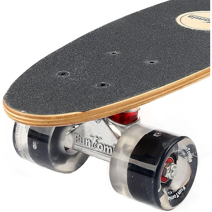 Скейтборд FunTomia Mini-Board Cruiser 57 см з 7-шарового канадського клену, підшипники Mach1 ABEC-9, білі з черепом, чорні LED-колеса