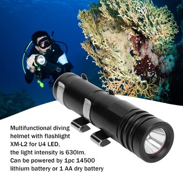 Ліхтар для дайвінгу Alomejor, водонепроникний LED ліхтар-лампа для підводного спорту, кемпінгу