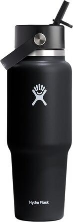 Термобутилка Hydro Flask 946 мл з соломинкою, вакуумна ізоляція TempShield, нержавіюча сталь, без BPA, чорна