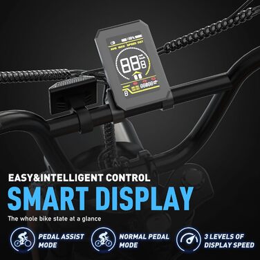 Електровелосипед COLORWAY 20 дюймів, 250W, 48V 15Ah, офроуд, для дорослих, пробіг 45-100 км, чорний/оранжевий