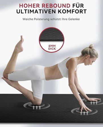 Йога мат HAPBEAR XXL 183x91x6 мм - неслизька, для фітнесу, з гумовими стрічками та сумкою, чорний