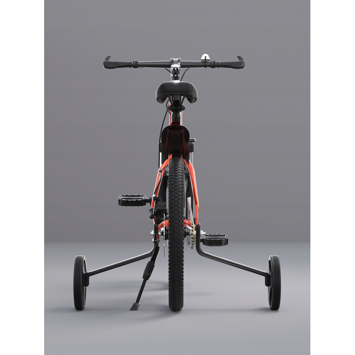 Дитячий велосипед 16 дюймів з дисковими гальмами, допоміжними колесами, амортизатором, захисним кожухом та LED-ліхтариком