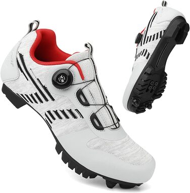 Чоловічі велотуфлі для шосе та MTB: дихаючі кросівки для велосипеда, сумісні з SPD педалями, розмір 43 EU, білі