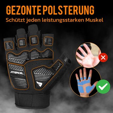 Фітнес рукавички ATERCEL для жінок та чоловіків, антиковзні рукавички для тренувань, силових вправ, важкої атлетики та воркаутів, дихаючі та легкі, чорні, розмір L