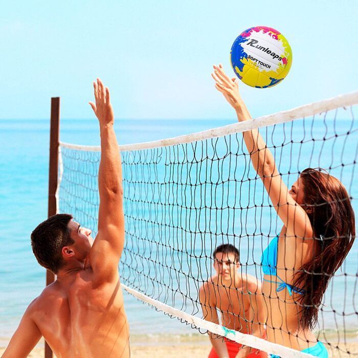 Волейбольний м'яч для пляжного волейболу Runleaps, розмір 5: м'який, водонепроникний, PU, для пляжу, басейну, залу, тренувань