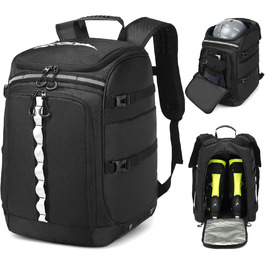 Чохол для лижних черевиків з відділенням для шолома, 65L, нейлон, рюкзак для лиж, роликів, ковзанів, чорний