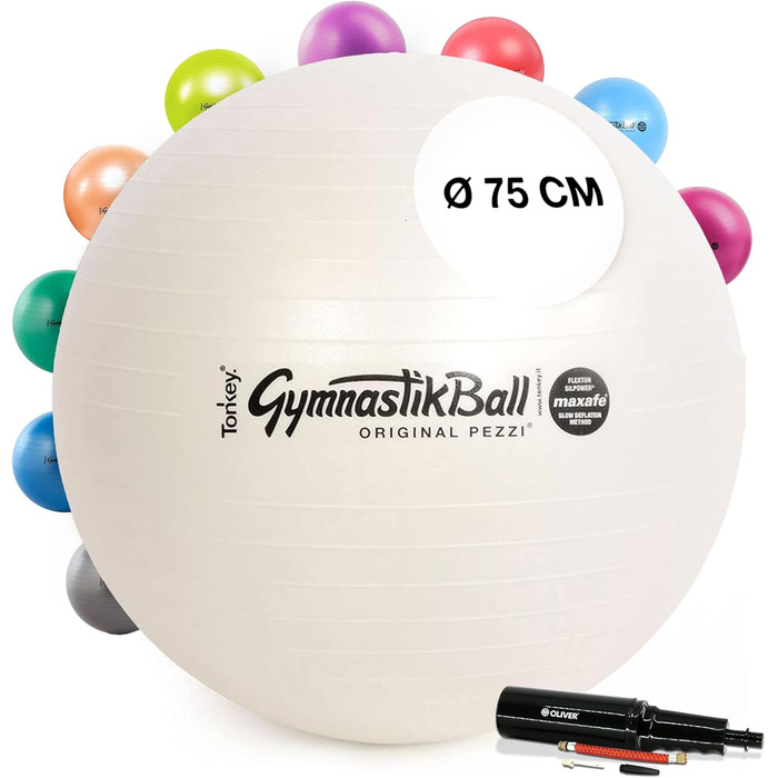 Фітбол PEZZI Original Pezziball MAXAFE з насосом, антивибуховий, для фітнесу та реабілітації