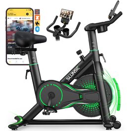 Магнітний велотренажер Heimtrainer з додатком, регульованим опором, LCD-дисплеєм та тримачем для планшета, до 180 кг, чорно-зелений