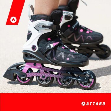 Ковзани жіночі ATTABO Bliss, 37-42 EU, регульовані, з алюмінієвою пластиною та колесами 80 мм, PU-підшипники ABEC-7