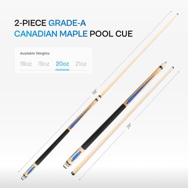 Більярдний кий Pearson Cues League Series 2-х частинний, синій, 20 oz з обмоткою Cool PZ