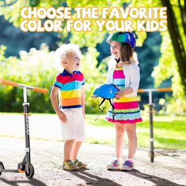 MEE GOO Роликовий самокат для дітей з алюмінію, складний, 3 регульовані висоти, LED колеса, чорний