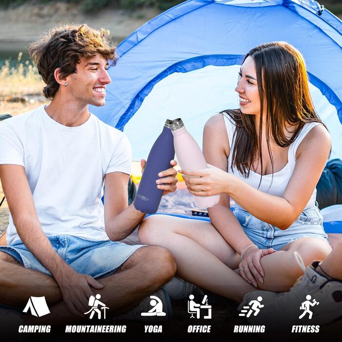 Термос-пляшка для спорту WATERSY 500 мл, нержавіюча сталь, дитяча, з подвійними стінками, чорна, без BPA