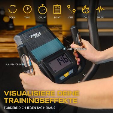 Еліптичний тренажер TREX SPORT TX-400CT для дому з комп'ютером, пульсометром і магнітною системою гальмування, 10 рівнів опору, тиха робота